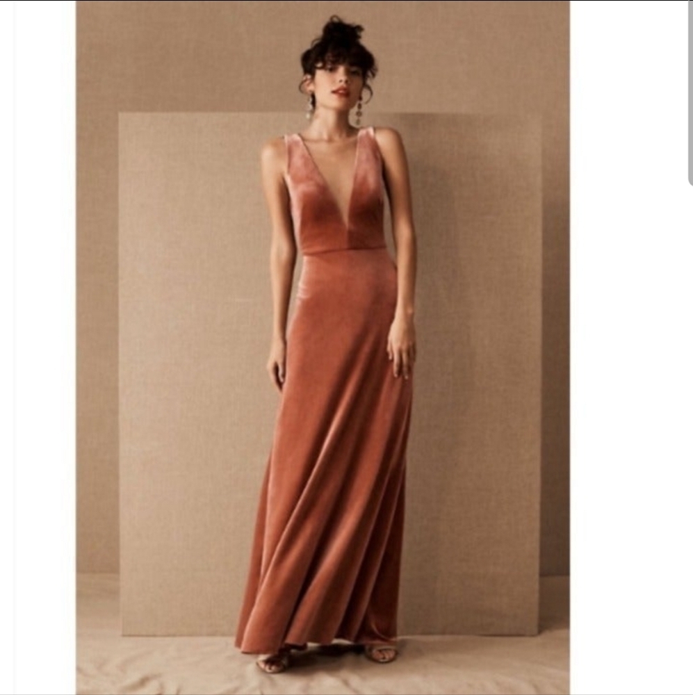 Jenny Yoo Rust Satin Dress
